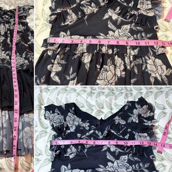 Joyfolie Mia Joy Clarissa Ruffle Dress High Low Hem Black Beige Floral Girls 8 - Picture 13 of 13